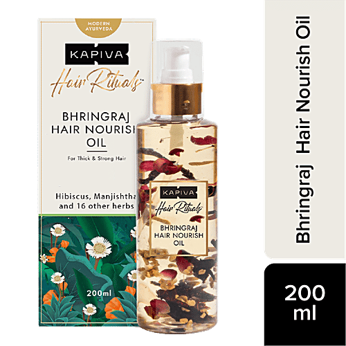 Kapiva Bhringraj Hair Nourishing Oil - 100% Ayurvedic, For Thick & Strong Hair, No Parabens, 200 ml  