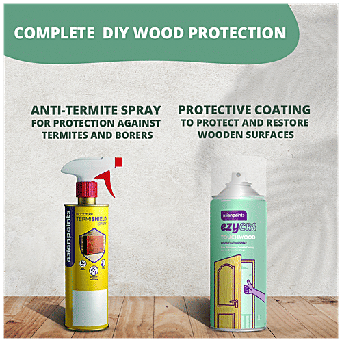 Asian Paints EzyCr8 TouchWood Wood Coating Spray - Interior & Exterior Use, Restoration, Stain Resistance, Durable, 400 ml  