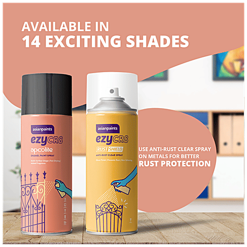 Buy Asian Paints EzyCR8 Apcolite Enamel Paint Spray Black, Fast Drying, MultiSurface Use On