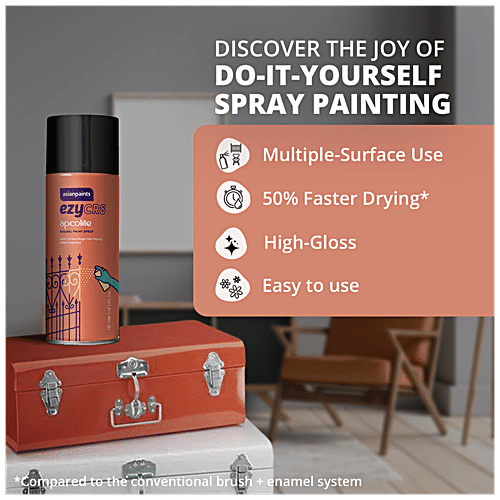 Asian Paints EzyCR8 Apcolite Enamel Paint Spray - Black, Fast Drying, Multi-Surface Use On Metal, Wood, Canvas, 400 ml  