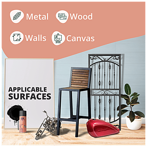 Asian Paints EzyCR8 Apcolite Enamel Paint Spray - Black, Fast Drying, Multi-Surface Use On Metal, Wood, Canvas, 400 ml  