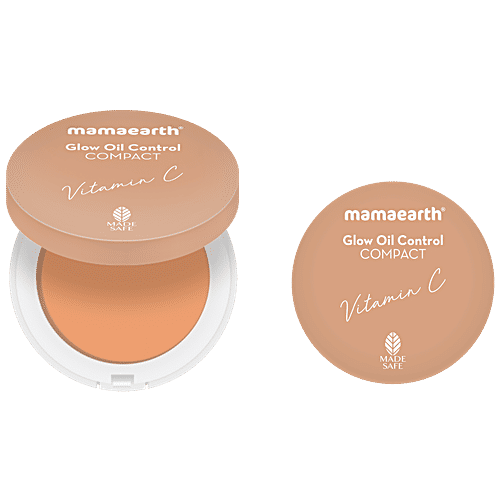 Mamaearth Glow Oil Control Compact - SPF 30, With Vitamin C & Turmeric, For 2X Instant Brightness, 9 g 04 Almond Glow 