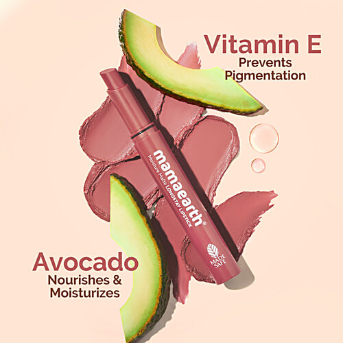 Mamaearth Moisture Matte Longstay Lipstick - With Avocado Oil & Vitamin E, For 12 Hour Stay, 2 g 8901725012311