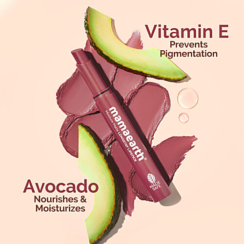Mamaearth Moisture Matte Longstay Lipstick - With Avocado Oil & Vitamin E, For 12 Hour Stay, 2 g 02 Plum Punch