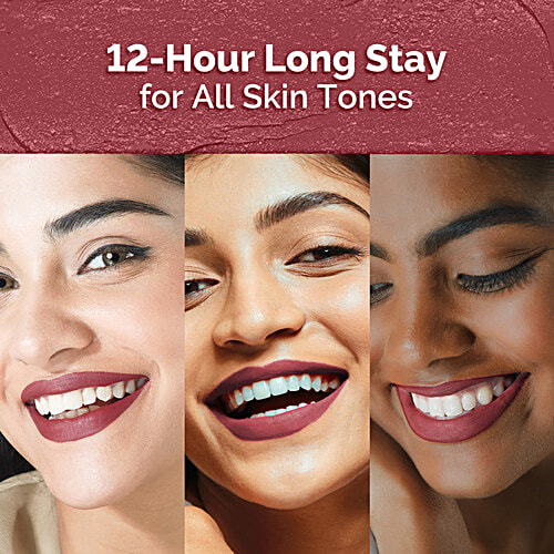 Mamaearth Moisture Matte Longstay Lipstick - With Avocado Oil & Vitamin E, For 12 Hour Stay, 2 g 02 Plum Punch