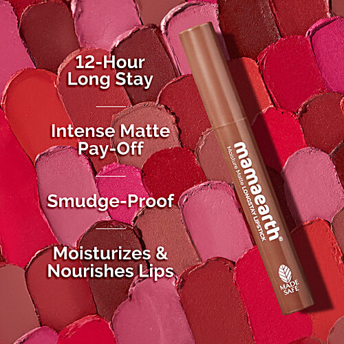 Mamaearth Moisture Matte Longstay Lipstick - With Avocado Oil & Vitamin E, For 12 Hour Stay, 2 g 04 Cinnamon Nude 