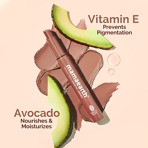 Mamaearth Moisture Matte Longstay Lipstick - With Avocado Oil & Vitamin E, For 12 Hour Stay, 2 g 04 Cinnamon Nude 