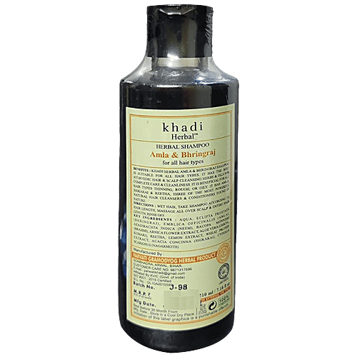 Khadi Herbal Amla Bhringraj Shampoo - Nourishing, SLS Free, 210 ml
