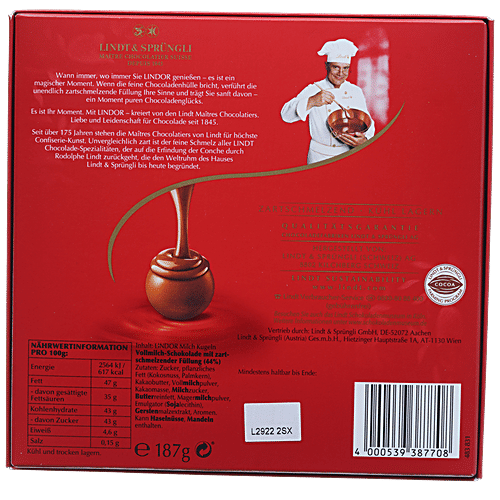 Lindt Lindor Unendlich Zartschmelzend Milch Chocolate Masterpiece, 187 g  