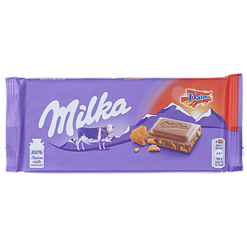 Milka Daim Filled Alpine Milk Chocolate, 100 g