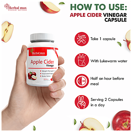 Buy Herbal max Apple Cider Vinegar Capsules For Body Detoxification