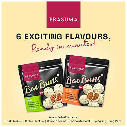Prasuma Bao Buns - Butter Chicken, Stuffed Bread, No Preservative, Frozen, 100 g (2 pcs) 