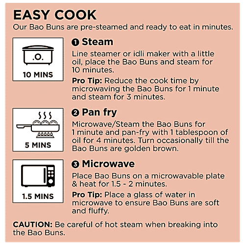 Prasuma Bao Buns - Butter Chicken, Stuffed Bread, No Preservative, Frozen, 100 g (2 pcs) 