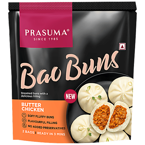 Prasuma Bao Buns - Butter Chicken, Stuffed Bread, No Preservative, Frozen, 100 g (2 pcs) 