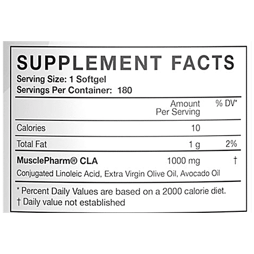 MUSCLEPHARM Essentials CLA Weight Loss Support Dietary Supplement Softgel - Helps To Reduce Fat, 180 pcs  