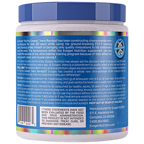 EVOGEN Aminoject Premium Amino Acid Accelerator Dietary Supplement - Blue Raspberry, 291 g  