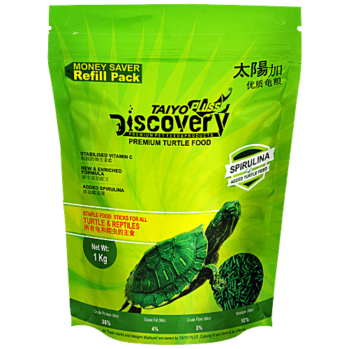 Taiyo Pluss Discovery Premium Turtle Food With Spirulina & Vitamin C - Staple Sticks For All Reptiles, 1 kg Pouch 