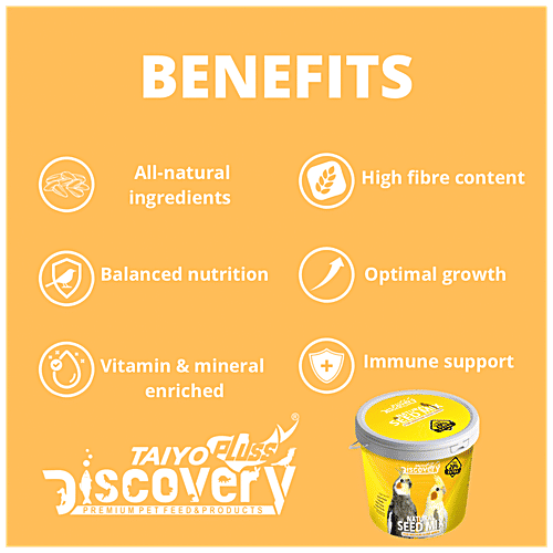 Taiyo Pluss Discovery Bird Food Natural Seed Mix - Medium Sized Birds Like Cockatiels & Caique Parrots, 1 kg (Extra 20% Free)