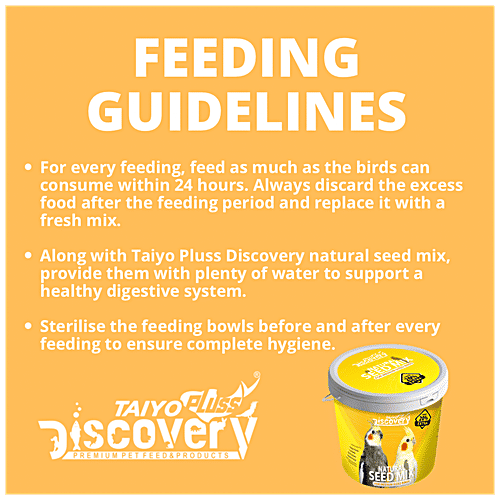 Taiyo Pluss Discovery Bird Food Natural Seed Mix - Medium Sized Birds Like Cockatiels & Caique Parrots, 1 kg (Extra 20% Free)