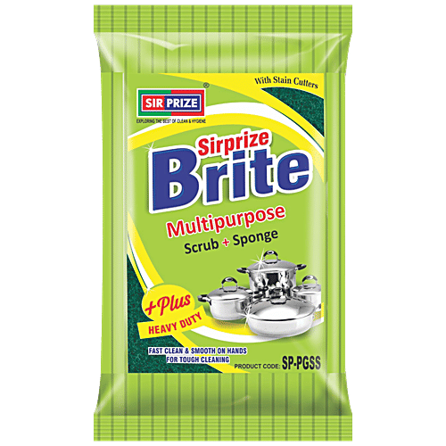 Sirprize Brite Scrub Sponge Plus - Multi-Purpose, Kitchen Use, Heavy Duty, 13 g  