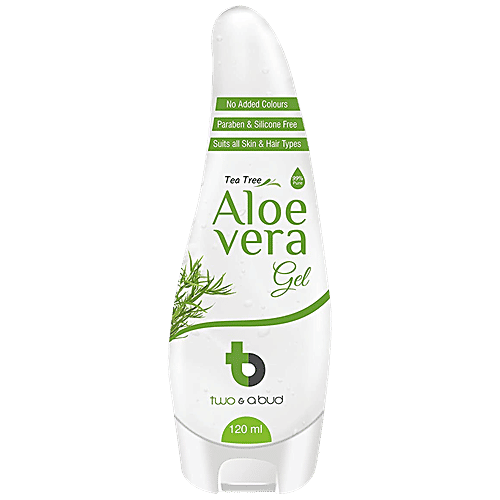 Two & A Bud Tea Tree Aloe Vera Gel - Rich In Nutrients, Nourishing, 120 ml Bottle 