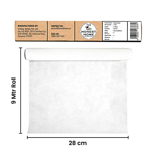 The Honest Home Company Baking Paper - Food Grade, 100% Wood Pulp, Non-Sticky, 9 M, 1 pc