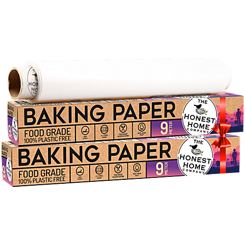The Honest Home Company Baking Paper - Food Grade, 100% Wood Pulp, Non-Sticky, 9 M, 1 pc
