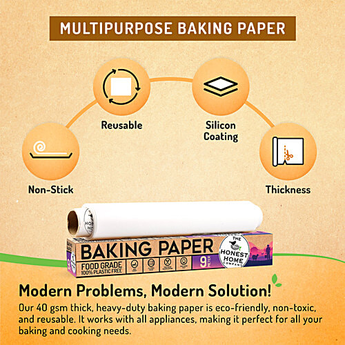 The Honest Home Company Baking Paper - Food Grade, 100% Wood Pulp, Non-Sticky, 9 M, 1 pc