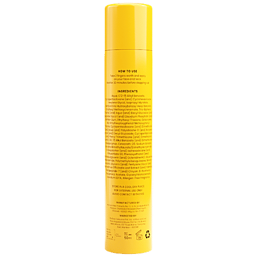 Foxtale Cover Up Dewy Sunscreen - SPF 50+ PA++++ Broad Spectrum, Protects From UVA+UVB Rays, Evens Skin Tone, 50 ml  