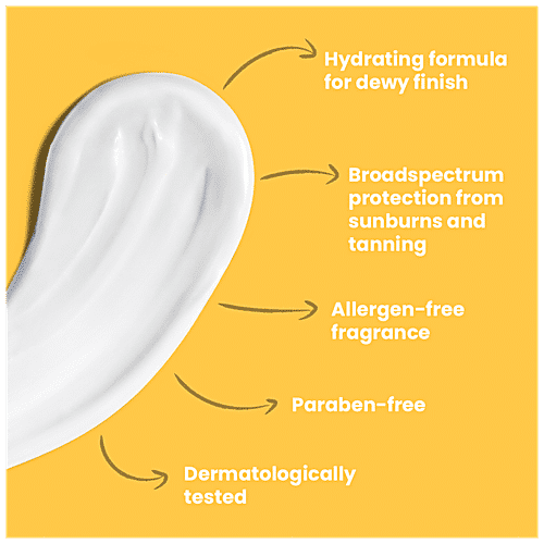 Foxtale Cover Up Dewy Sunscreen - SPF 50+ PA++++ Broad Spectrum, Protects From UVA+UVB Rays, Evens Skin Tone, 50 ml  