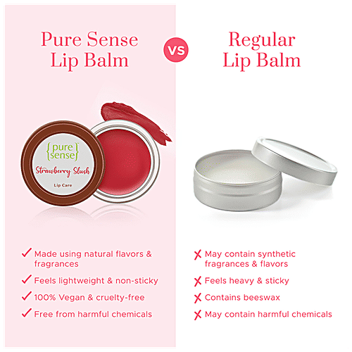 PureSense Strawberry Slush Lip Balm - Vitamin A & E, For Dry, Chapped Lips, 5 g  