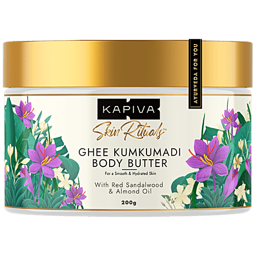 Kapiva Ghee Kumkumadi Body Butter - With Red Sandalwood & Almond Oil, For Smooth, Hydrated Skin, 200 g