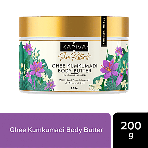 Kapiva Ghee Kumkumadi Body Butter - With Red Sandalwood & Almond Oil, For Smooth, Hydrated Skin, 200 g