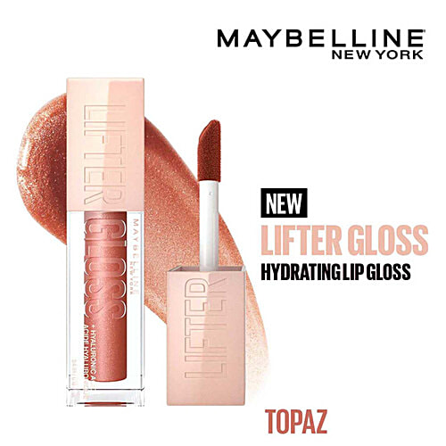Maybelline New York Lifter Gloss - Moisturizing, Tinted Lip Gloss, With Hyaluronic Acid, Non-Sticky Formula, 5.4 ml Topaz 