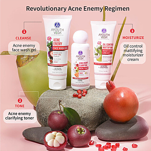 Ayouthveda Acne Enemy Face Wash Gel - Balances Excess Oil Protection, Purifies Skin, 100 ml