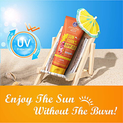 Ayouthveda Sun Turn+ Cream - SPF 50, With Vitamin E, UVA, UVB, PA++ Protection, 100 g