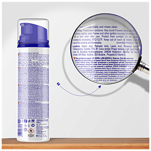 VI-JOHN Shaving Foam Classic For Regular Skin - Vitamin E Enriched With Tea Tree Oil, 200 ml