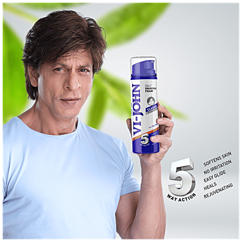 VI-JOHN Shaving Foam Classic For Regular Skin - Vitamin E Enriched With Tea Tree Oil, 200 ml