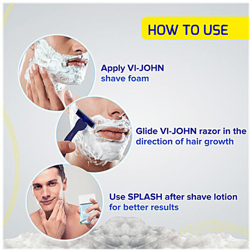 VI-JOHN  Shaving Foam Lemon For Oily Skin - Vitamin E Enriched, With Tea Tree Oil, 200 ml  
