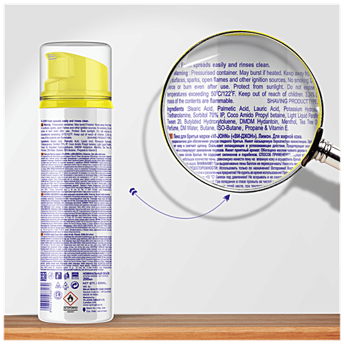 VI-JOHN  Shaving Foam Lemon For Oily Skin - Vitamin E Enriched, With Tea Tree Oil, 200 ml  