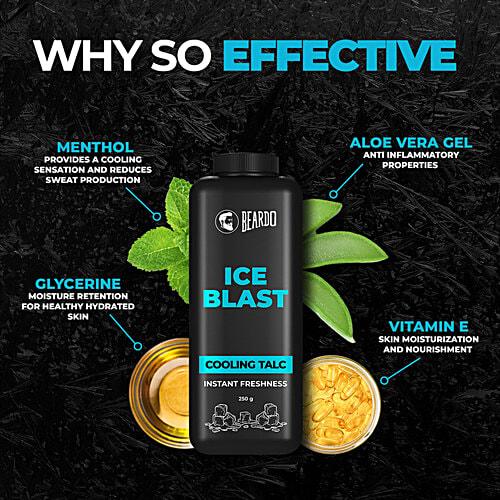 Beardo Ice Blast Cooling Talc For Men - Instant Freshness, 250 g