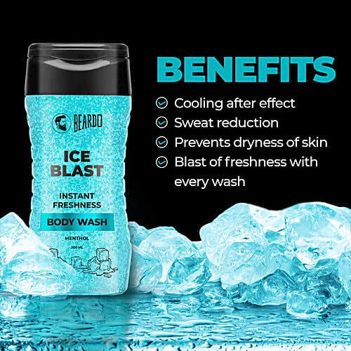 Beardo Ice Blast Body Wash - Instant Freshness, With Menthol, For Men, 200 ml  