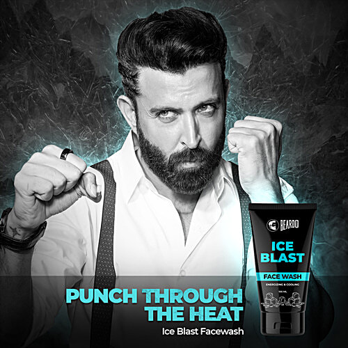 Beardo Ice Blast Face Wash - Energizing & Cooling, Soothes Sunburn & Skin Irritation, For Men, 100 ml  