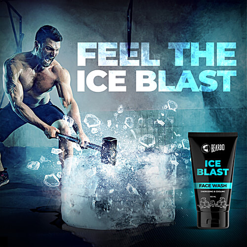 Beardo Ice Blast Face Wash - Energizing & Cooling, Soothes Sunburn & Skin Irritation, For Men, 100 ml  