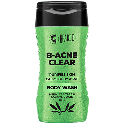 Beardo B-Acne Clear Body Wash - Purifies Skin & Calms Acne, Anti-Bacterial, For Men, 200 ml