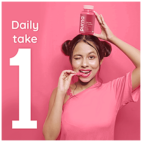 Purna Gummies Biotin Gummies - Cranberry, For Healthy Hair, Glowing Skin & Nails, Sugar, 30 pcs  