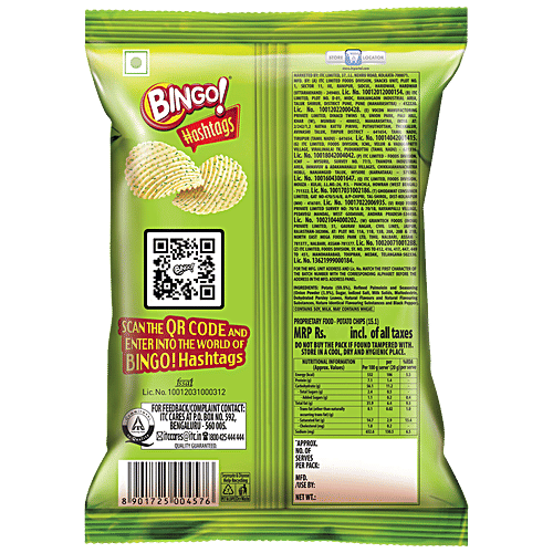 Buy Bingo Hashtags Potato Chips, Cream & Onion, Unique Flavour