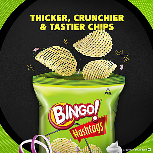 Bingo! Hashtags Cream & Onion Potato Chips, 53 g Pouch 