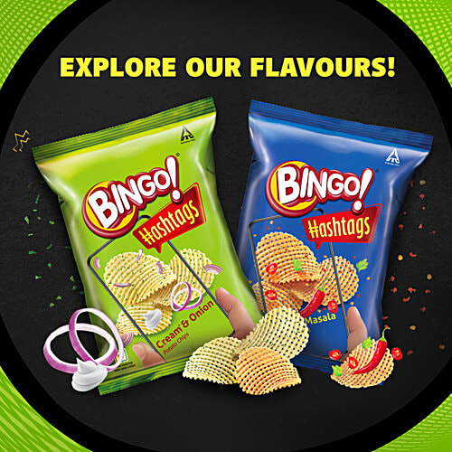 Bingo! Hashtags Cream & Onion Potato Chips, 53 g Pouch 