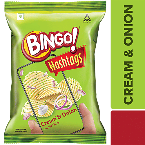 Buy Bingo Hashtags Potato Chips, Cream & Onion, Unique Flavour